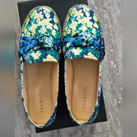 Talbots Floral Loafers - Blue and Yellow - Picture 1 of 5